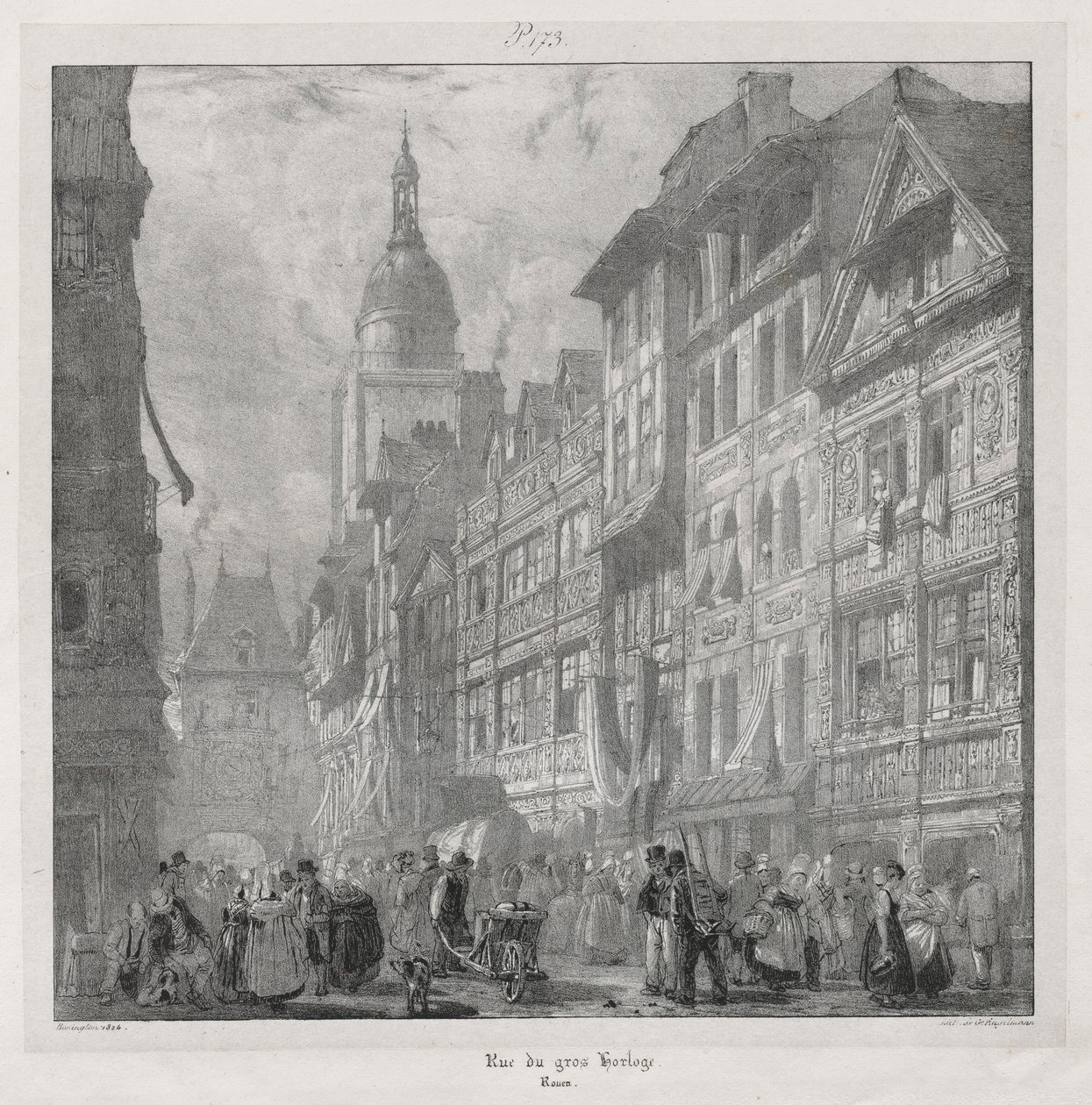 絵のようにロマンチックな古代フランスの旅、ノルマンディー...、1824年。 作： リチャード・パークス・ボニントン