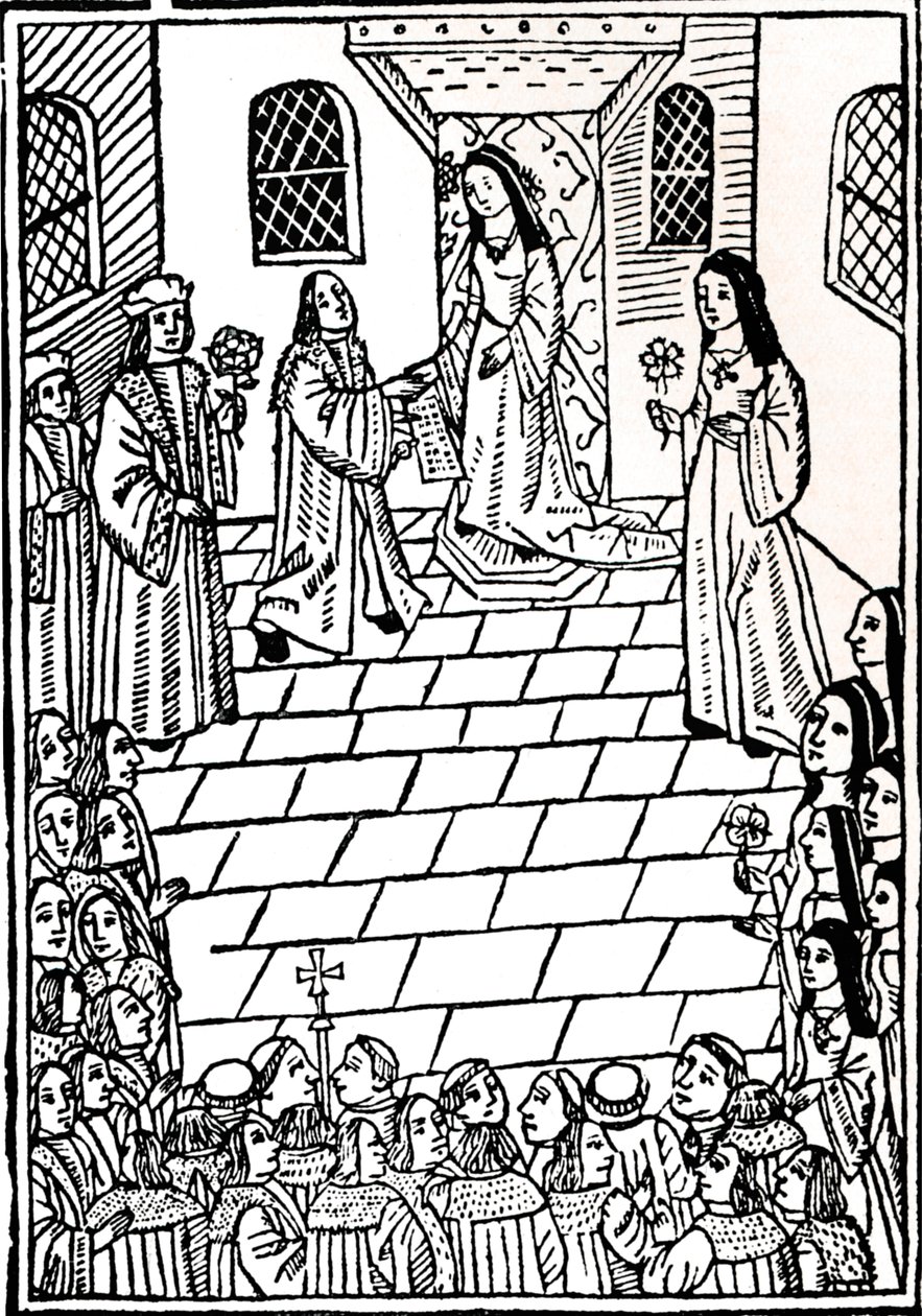 チャールズ5世とメアリーチューダー王女の間の結婚条約、c1508。 作： リチャード・ピンソン