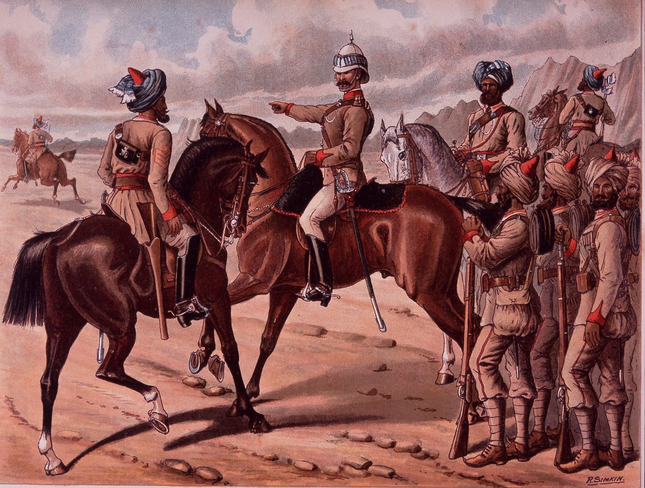 The Corps of Guides, c.1895 (カラーリトグラフ) 作： リチャード・シムキン