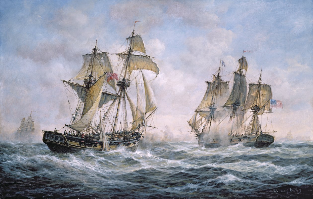 1812年の米国スループオブウォーワスプとHMブリークオブウォーフロリックの間の行動 作： リチャードウィリス