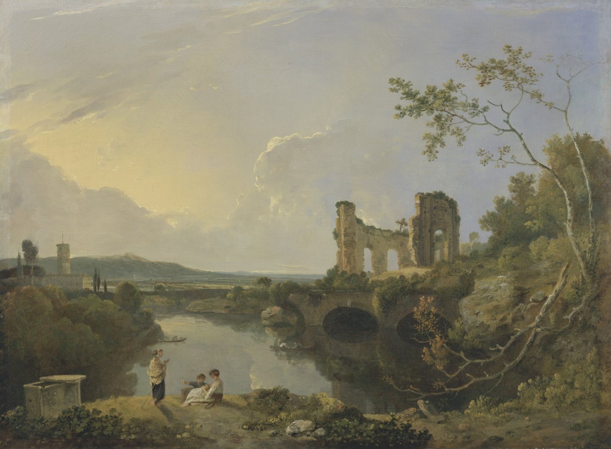 イタリアの風景（朝）、1760〜65年頃（キャンバスに油彩） 作： リチャード・ウィルソン