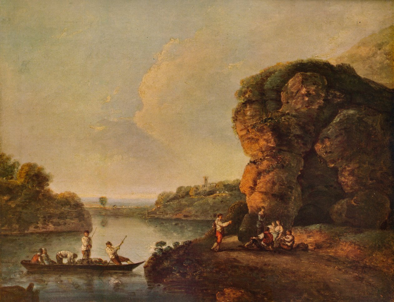 川とボートのある風景、c1758、1938 作： リチャード・ウィルソン