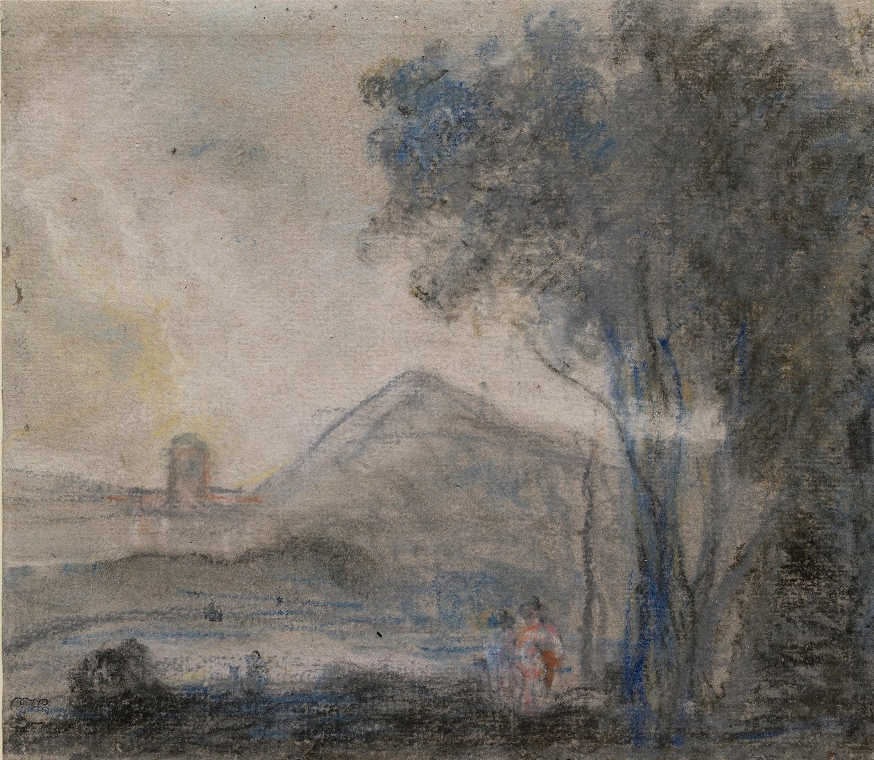 「キケロとその仲間たち」のための習作、c1770s 作： リチャード・ウィルソン