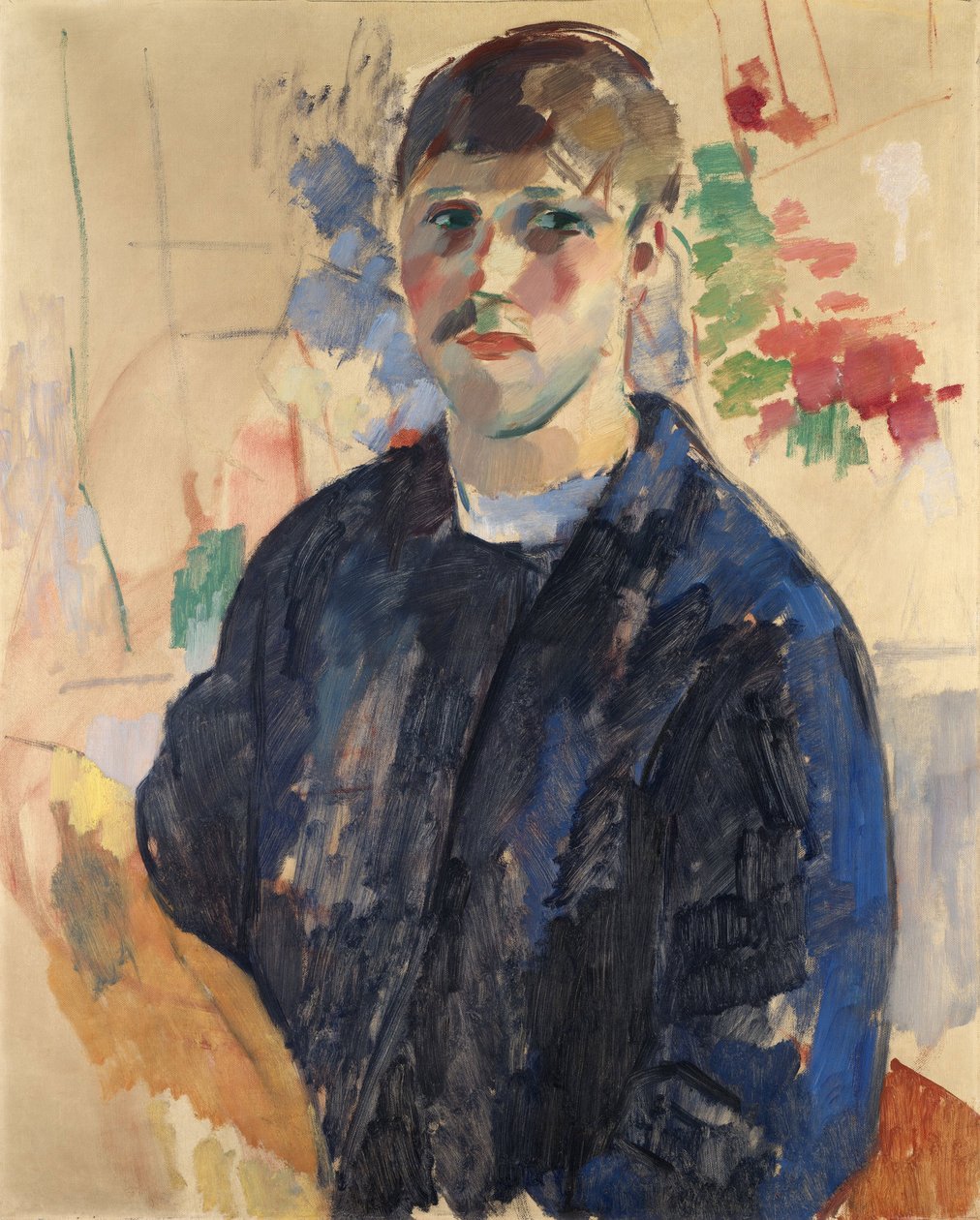 青いブラウスの自画像 - 青いブラウスの自画像、Wouters, Rik (1882-1916) 作。 キャンバスに油彩 作： リック・ウーターズ