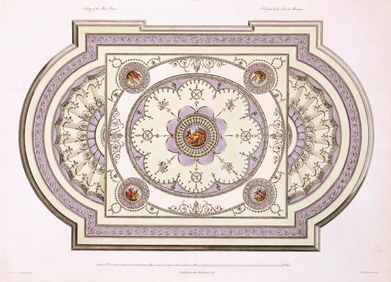 音楽室の天井、Works in Architecture、Volume II、1779（印刷） 作： ロバート・アダム