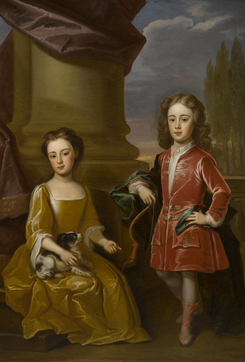 ダドリーノースと彼の妹、アン、1714年の油彩 作： ロバート・ビンまたはビング