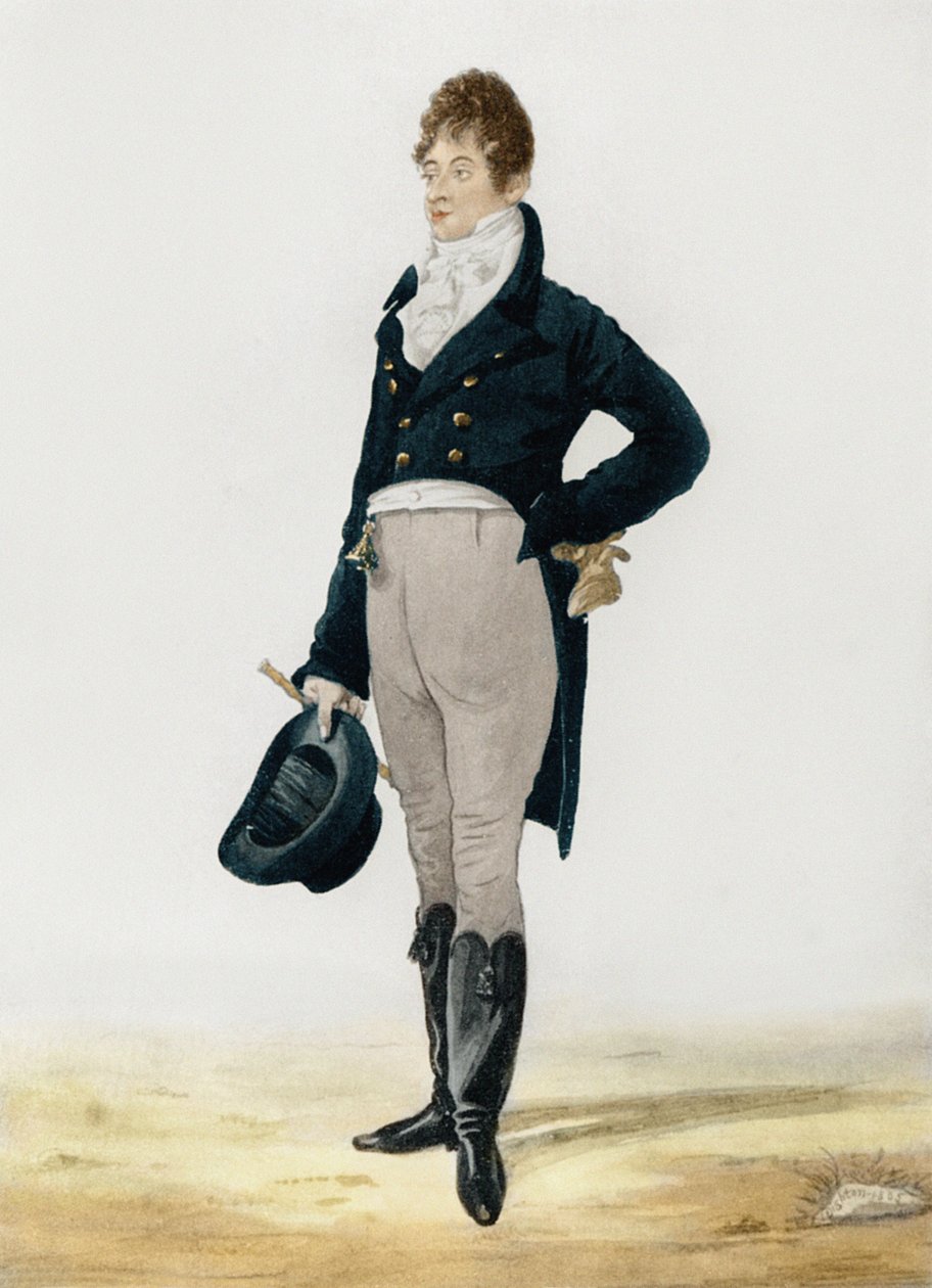 George &39;Beau&39; Brummell（1778-1849）1805の肖像（106690も参照）（後の色付け） 作： ロバート・ダイトン