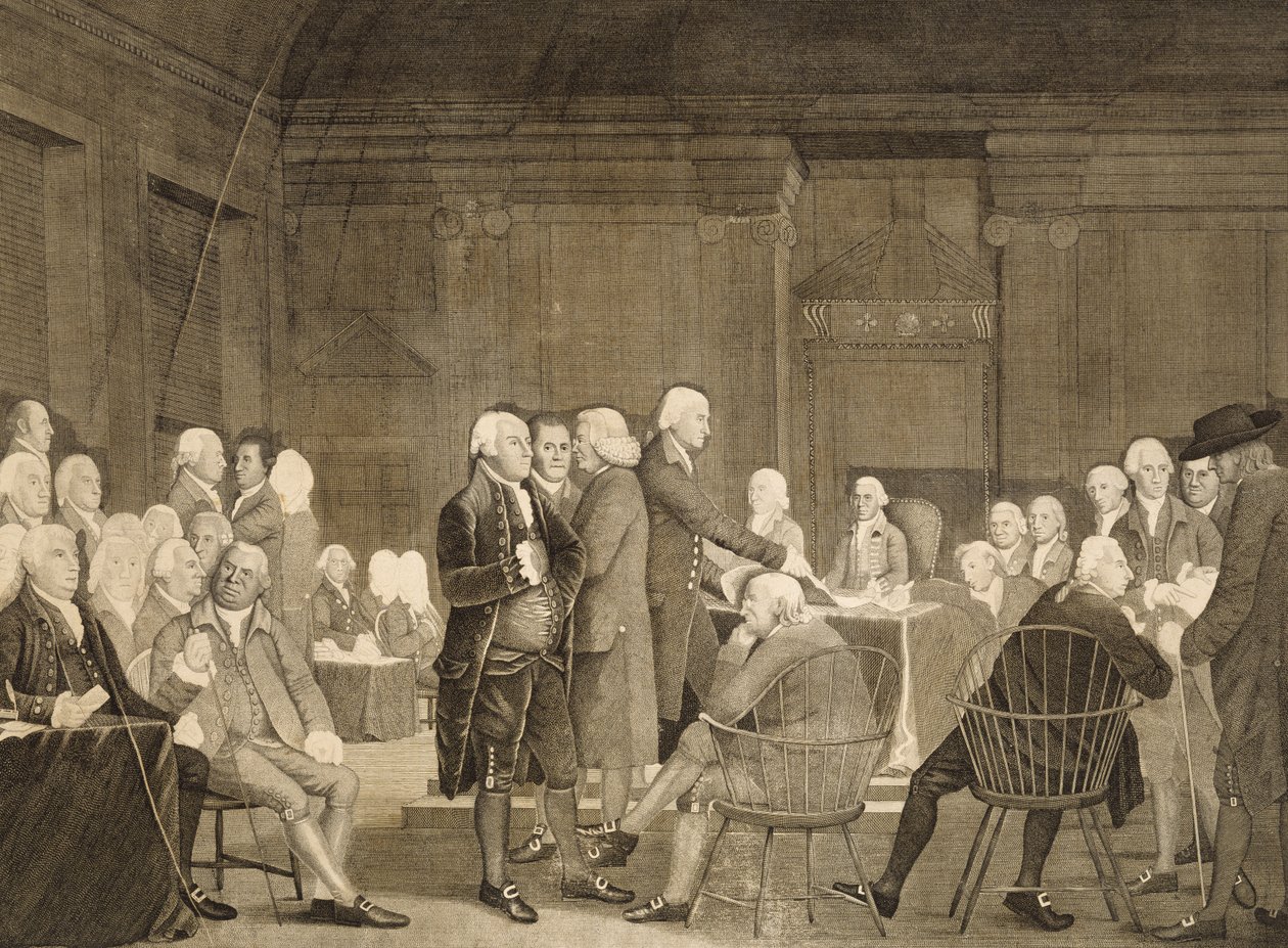 議会投票の独立、c。 1795（敷設紙への点刻彫刻） 作： ロバートエッジパイン