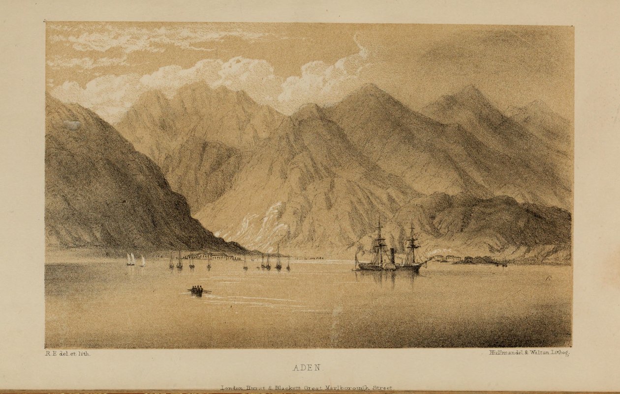 アデン、ノーフォーク出身の裕福な若い英国紳士、ロバートエルウィス（1819〜1878）による水彩画 作： ロバート・エルウィス