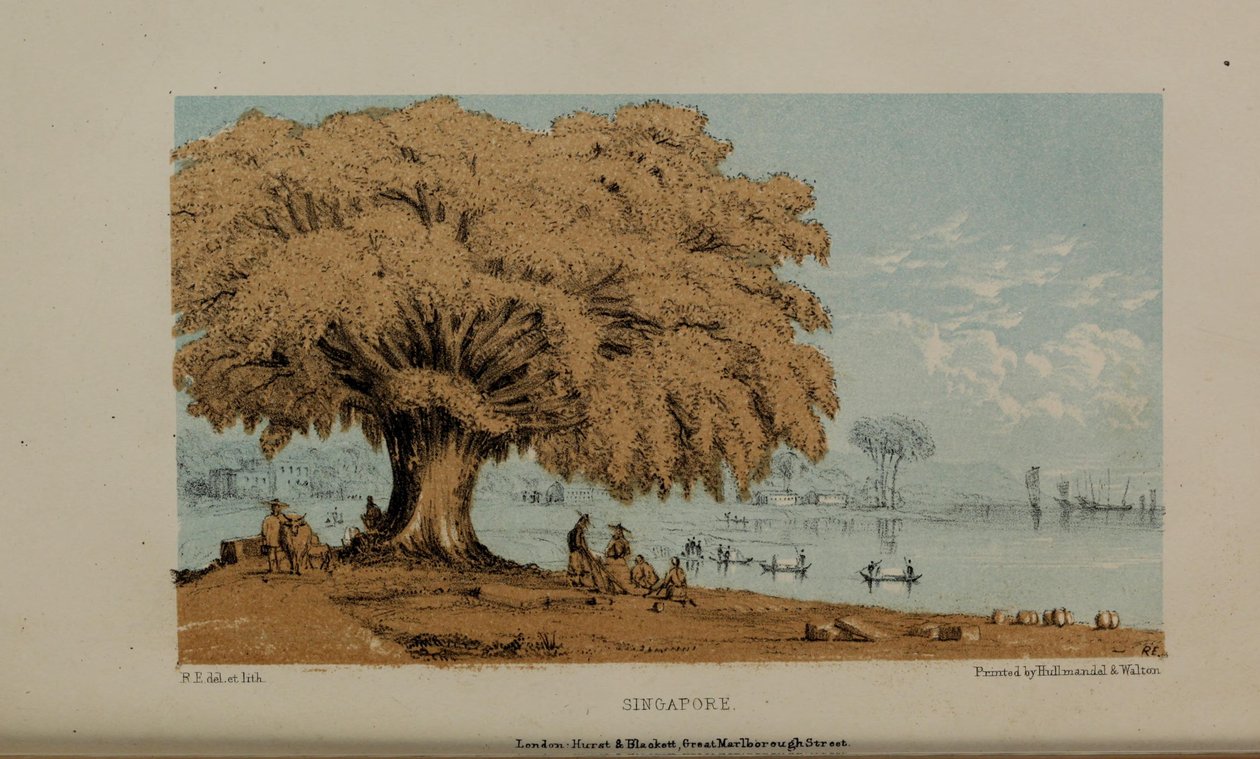 シンガポール、ノーフォーク出身の裕福な若い英国紳士、ロバートエルウィス（1819〜1878）による水彩画。 作： ロバート・エルウィス