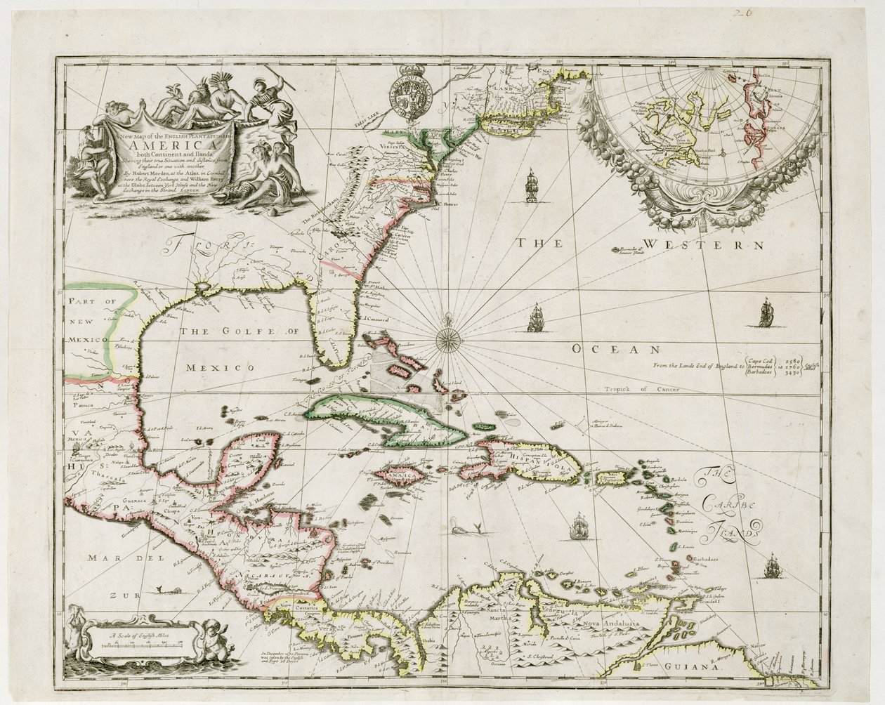 アメリカのイギリスのプランテーションの新しい地図、1673 作： ロバート・モーデン