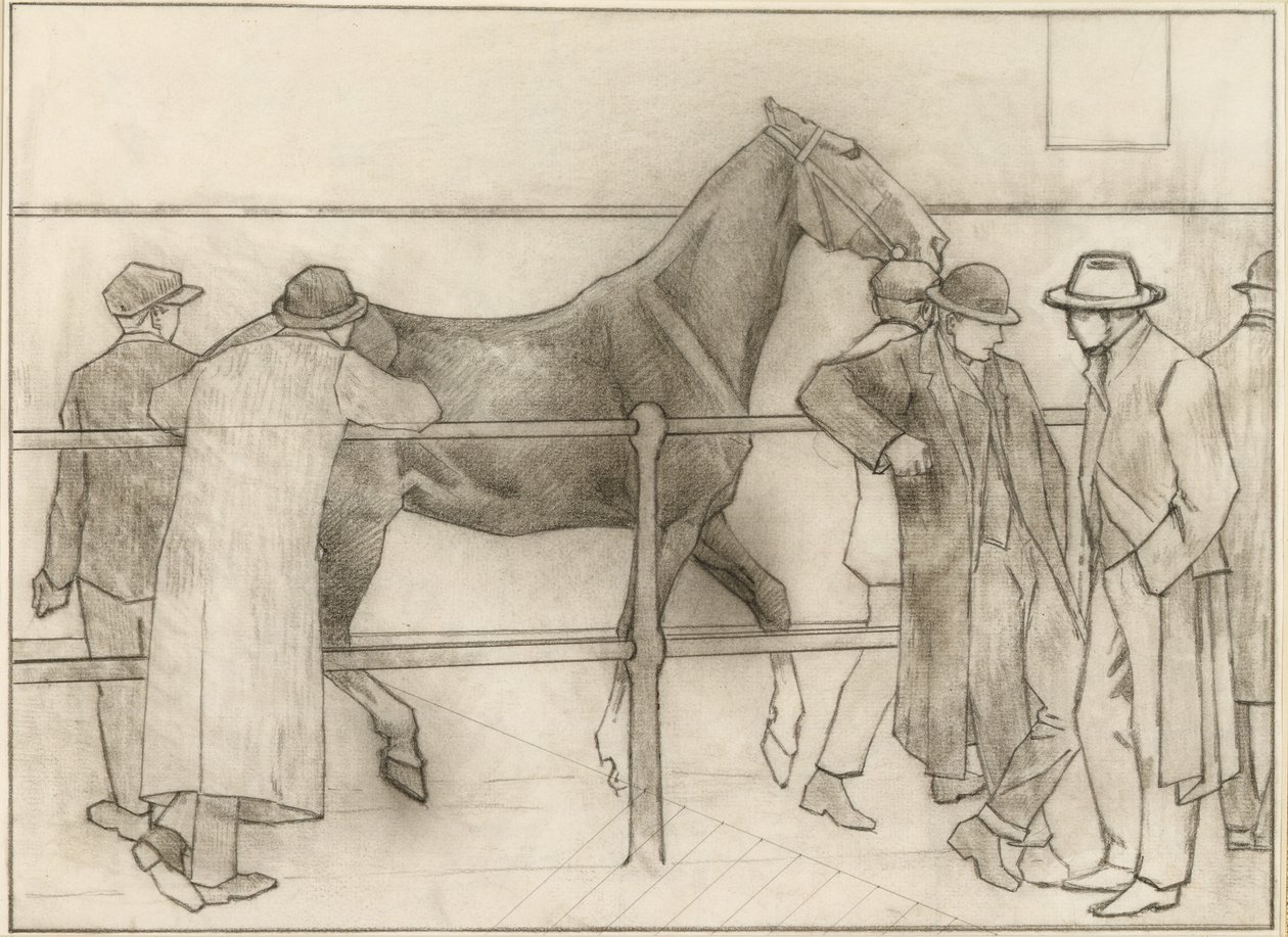 馬のディーラー、1918年頃（紙にクレヨン） 作： ロバート・ポヒル・ベヴァン