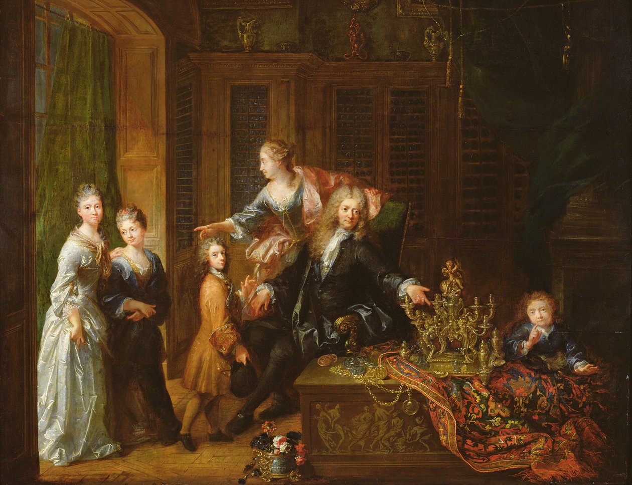 ニコラ・ド・ローネイ（1646-1727）とその家族の肖像 作： ロバート・トゥルニエール