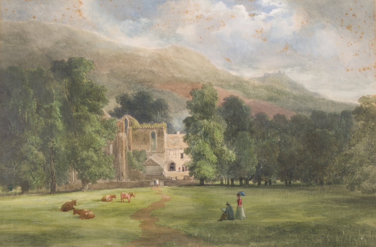 Valle CrucisまたはDinas Bran、Llangollen、1872年（紙にトイレ） 作： ロバート・タッカーの痛み