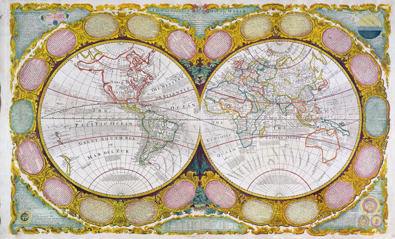 世界の新しい正しい地図、1770-97 作： ロバート・ウィルキンソン