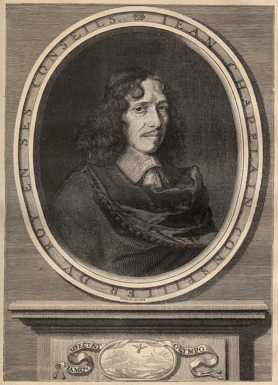 フランスの詩人Jean Chapelain (1595-1674)の肖像 - エングレーヴィング - Jean Chapelain (1595-1674) poet et et critique litteraire francais - エングレーヴィング by Nanteuuil et grave par Peulot. 作： ロバート（後）ナンテュイユ