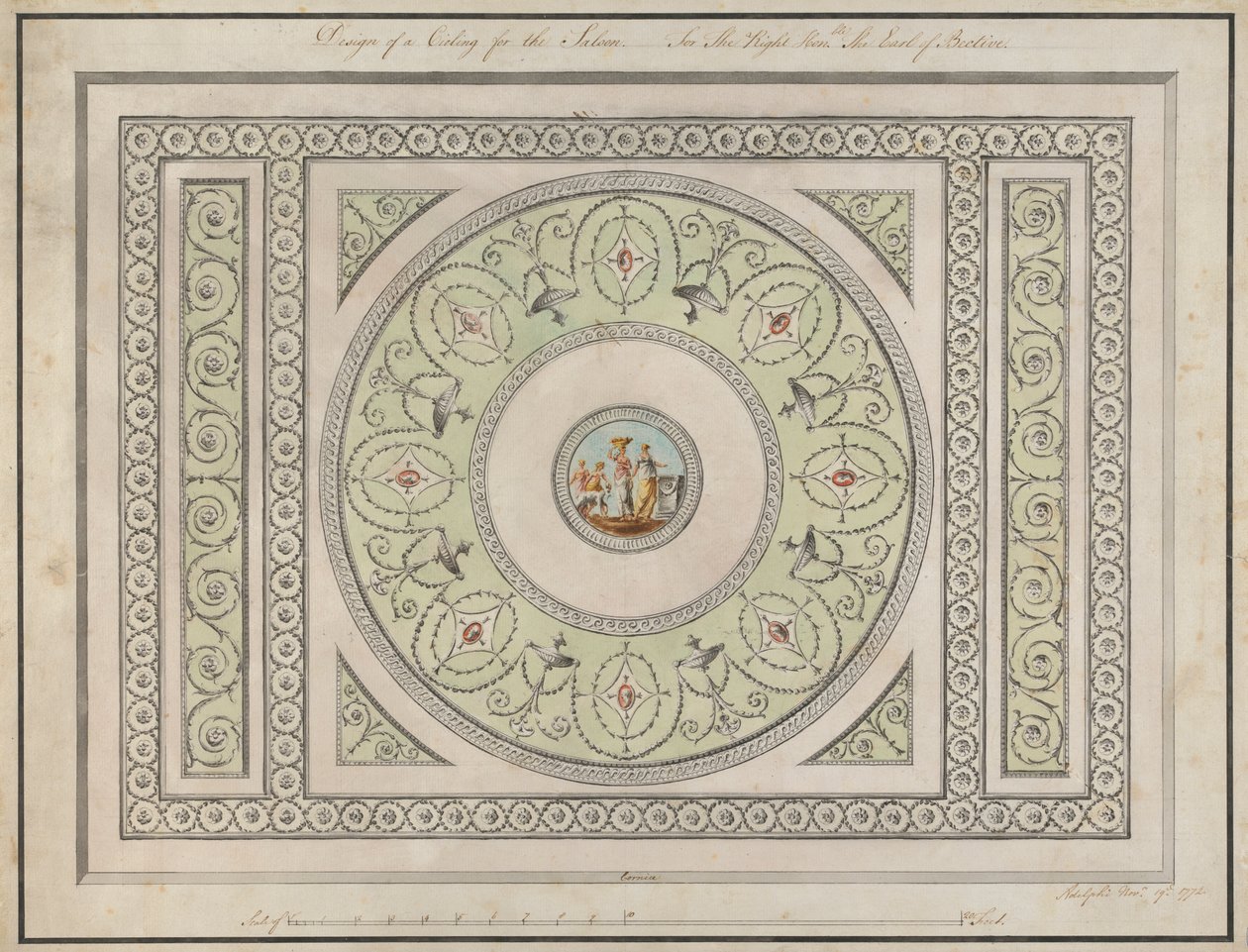 Headfort House, Irlanti: Saloon Ceiling 作： ロバート・アダム