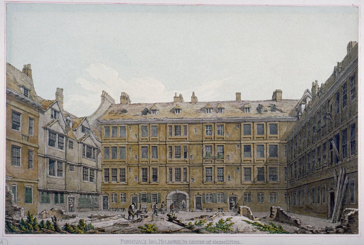 ファーニヴァルズ イン、ロンドン市、1818 年 作： ロバート・ブレメル・シュネベリ