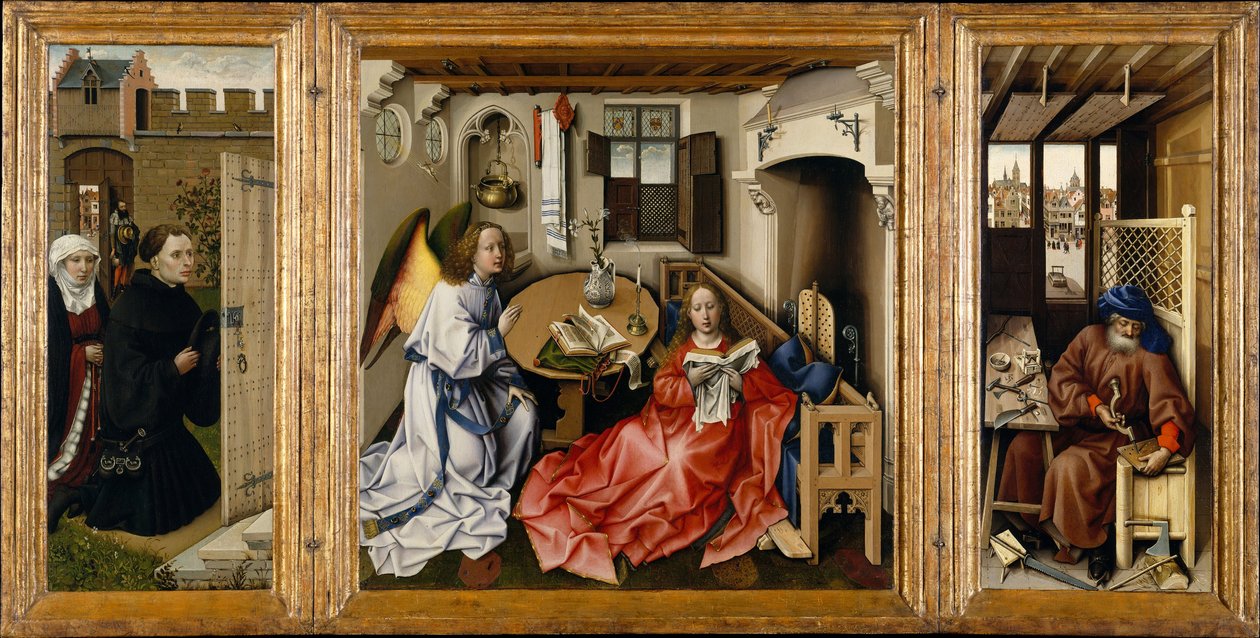 受胎告知メロード祭壇画、ca 1428-1432 作： ロバート・カンピン
