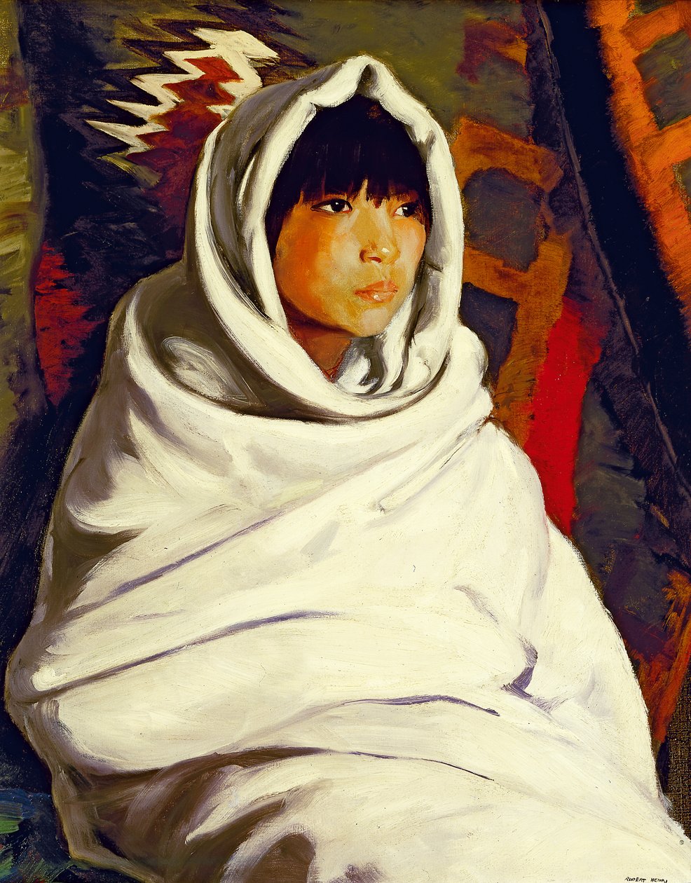 1917年の白い毛布のインドの少女 作： ロバート・コザード・アンリ