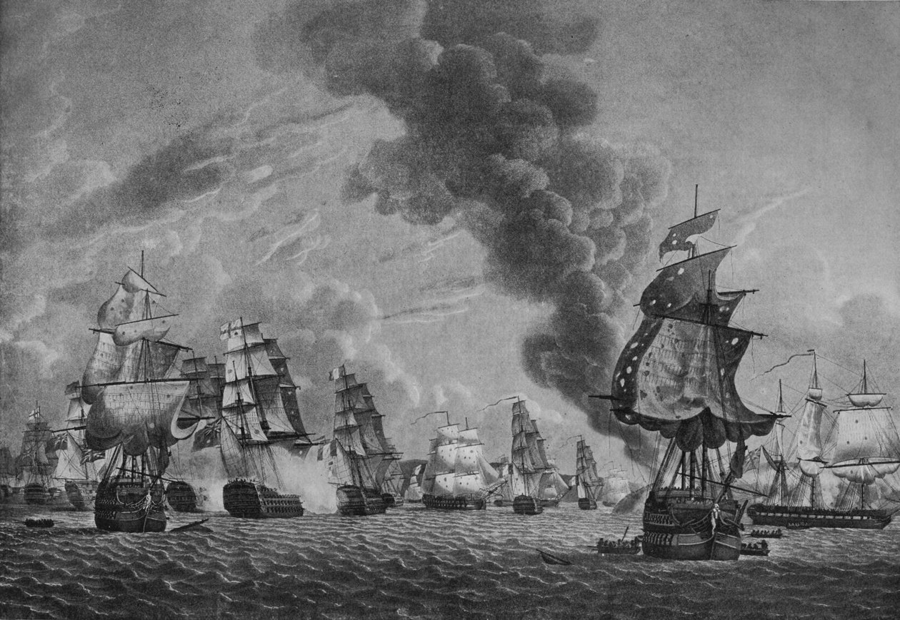 ロリアン沖のブリッドポート、c1796 作： ロバート・ドッド