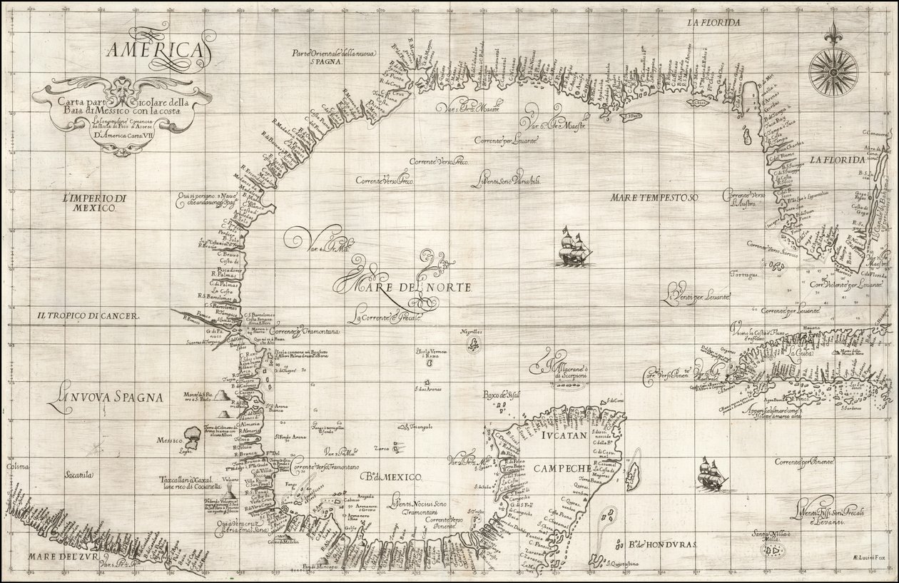 1646年、ロバート・ダドリーによるメキシコ湾の地図 作： ロバート・ダドリー