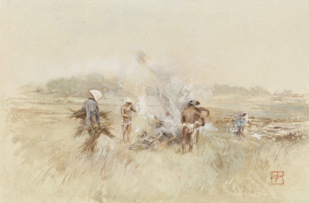 くすぶっている火の仕事の山盛りブラシ、1867-1903 作： ロバートフレデリックブルーム