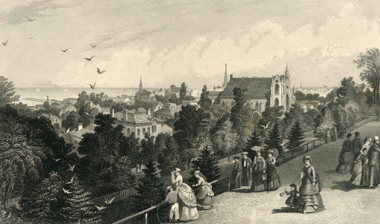 「クリーブランド市、レザボア ウォークより」、1872 年。 作： ロバート・ヒンシェルウッド