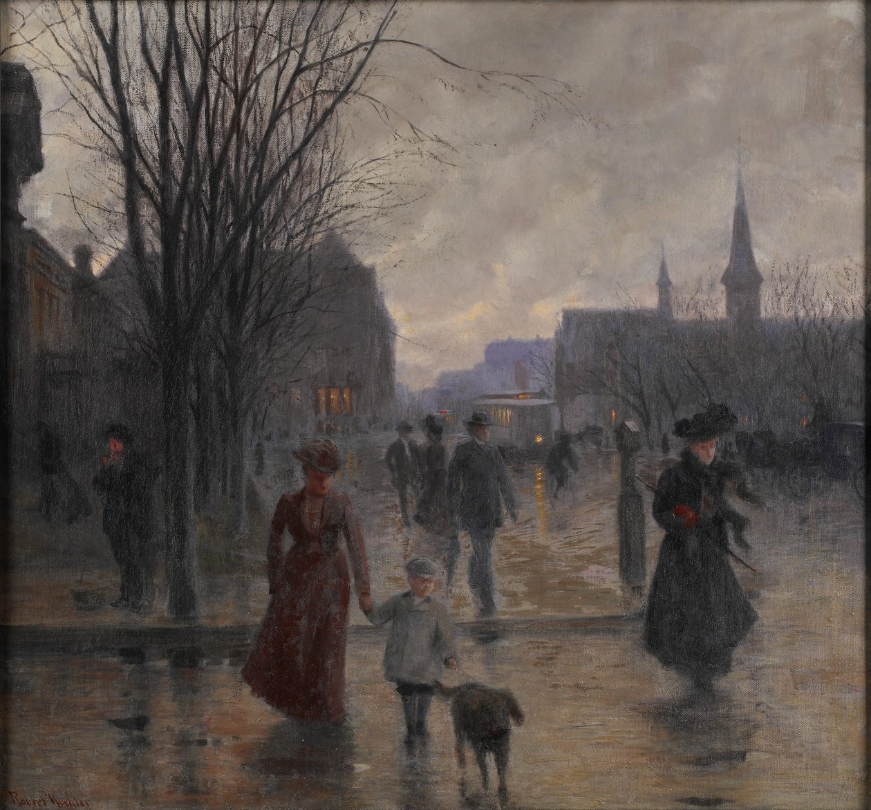 ヘネピンアベニューの雨の夜、1902年頃 作： ロバート・ケーラー