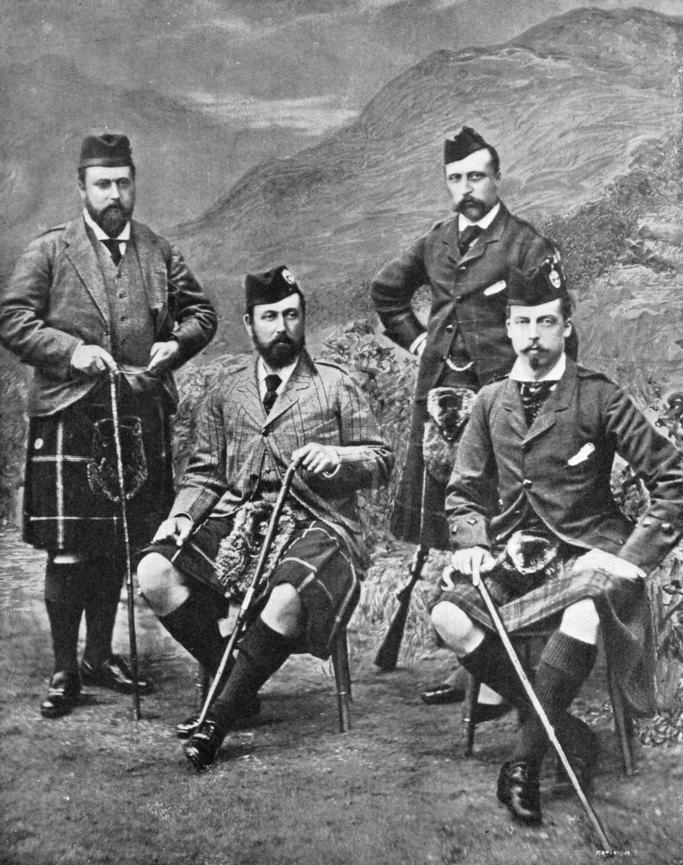 ビクトリア女王、アバーゲルディーの4人の息子、1881年。 作： ロバート・ミルン