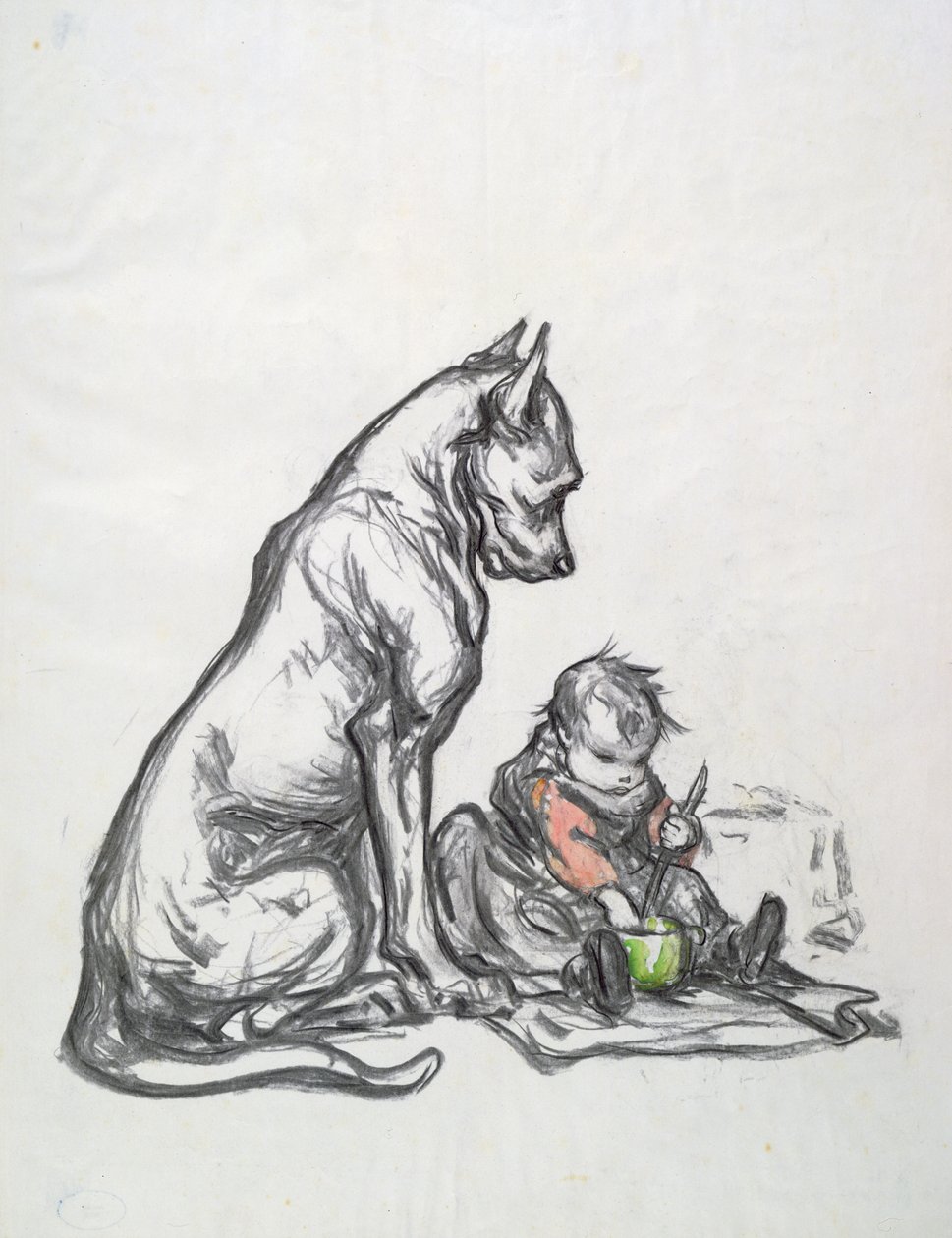 犬と子供、20世紀初頭 作： ロバート・ノワール