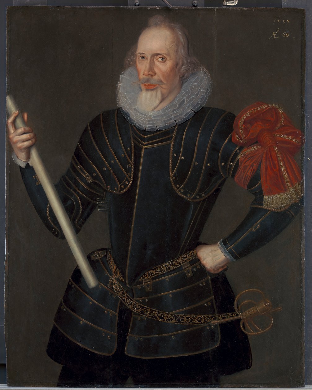 男の肖像、おそらくトーマス・ハワード、第 3 子爵ビンドン (ca. 1539–1611) 作： ロバート・ピーク長老