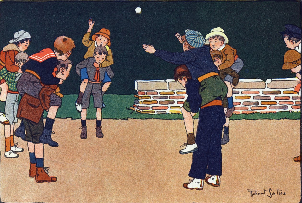 キャバリエの弾。E.ウェーバーの「What are we playing?「ロベール・サレス（1871-1929）の水彩画によるE.ウェーバーの作品。パリ、ガルニエ・フレール社 作： ロバート・サレス