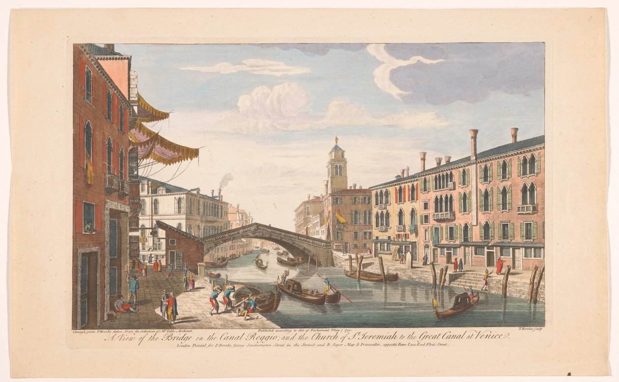 Gezicht op de Ponte delle Guglie over de Canale di Cannaregio te Venetië レッジョ運河の橋の眺め。 そして聖ジェレミア教会からベニスの大運河へ（オブジェクトのタイトル） ベネチエ（シリーズタイトル） 作： ロバート・セイヤー