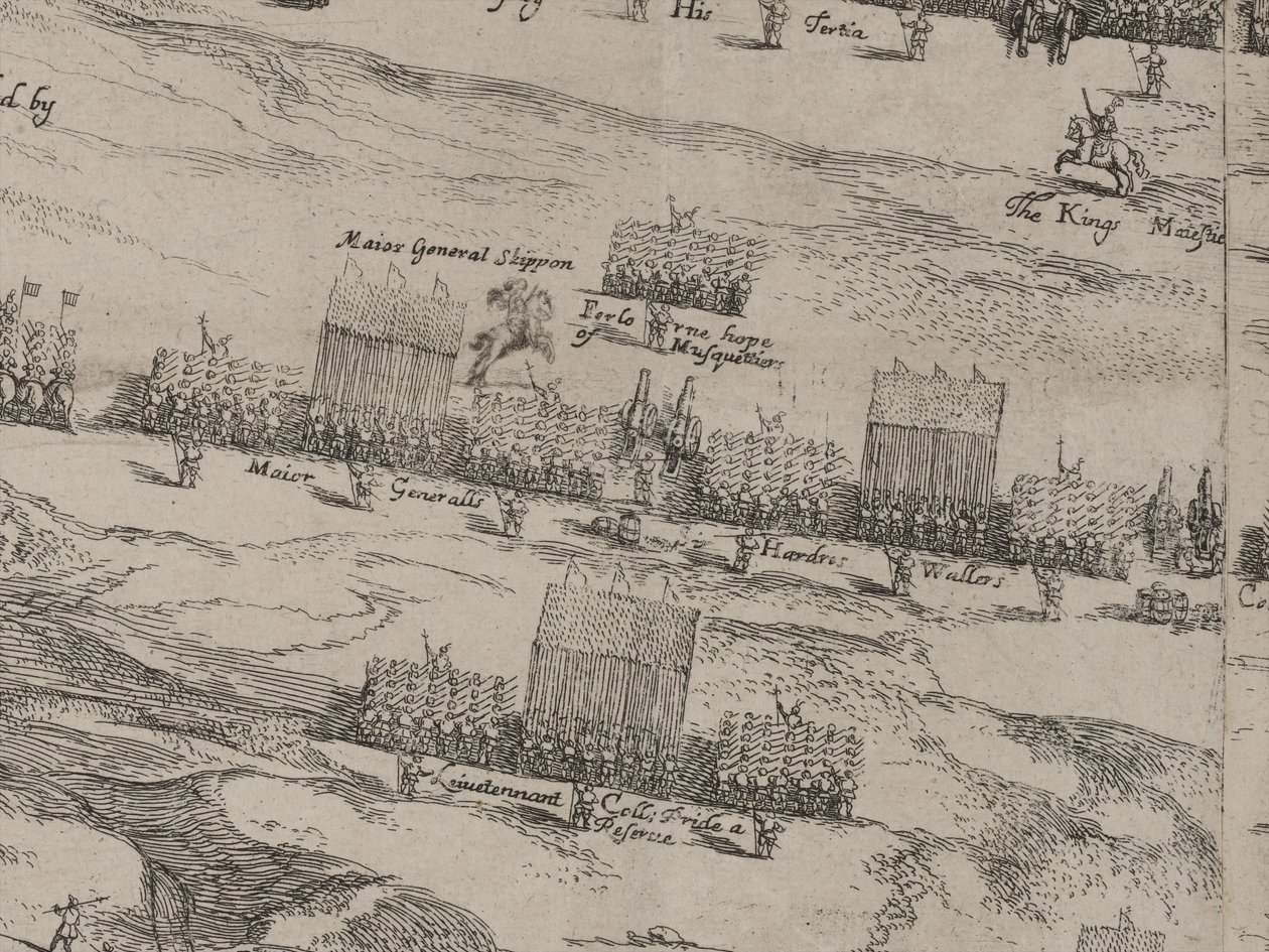 馬の軍隊と陛下の足、トーマスフェアファックス卿の説明。 1645年6月13日 作： Robert StreaterまたはStreeter
