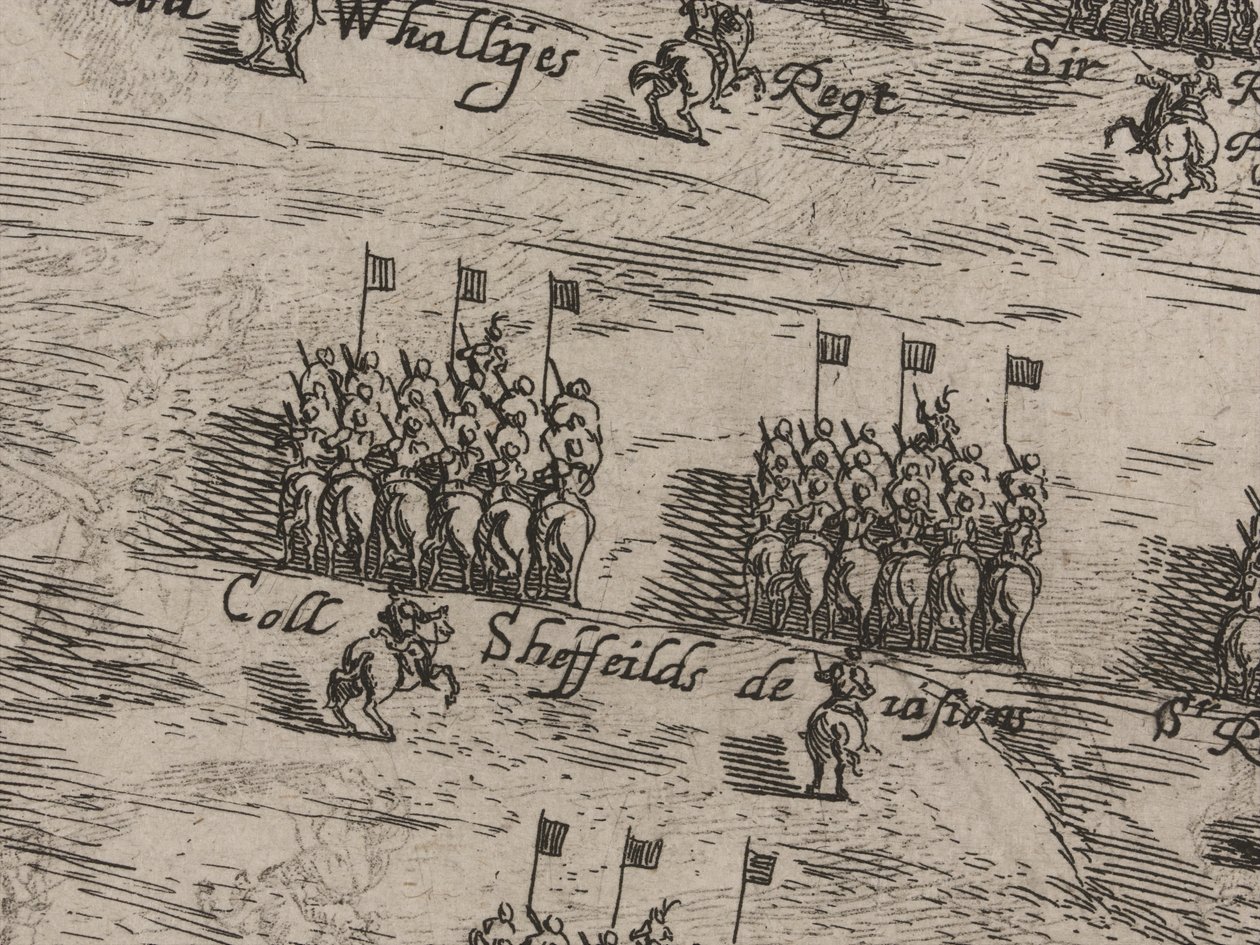 馬の軍隊と陛下の足、トーマスフェアファックス卿の説明。 1645年6月13日 作： Robert StreaterまたはStreeter