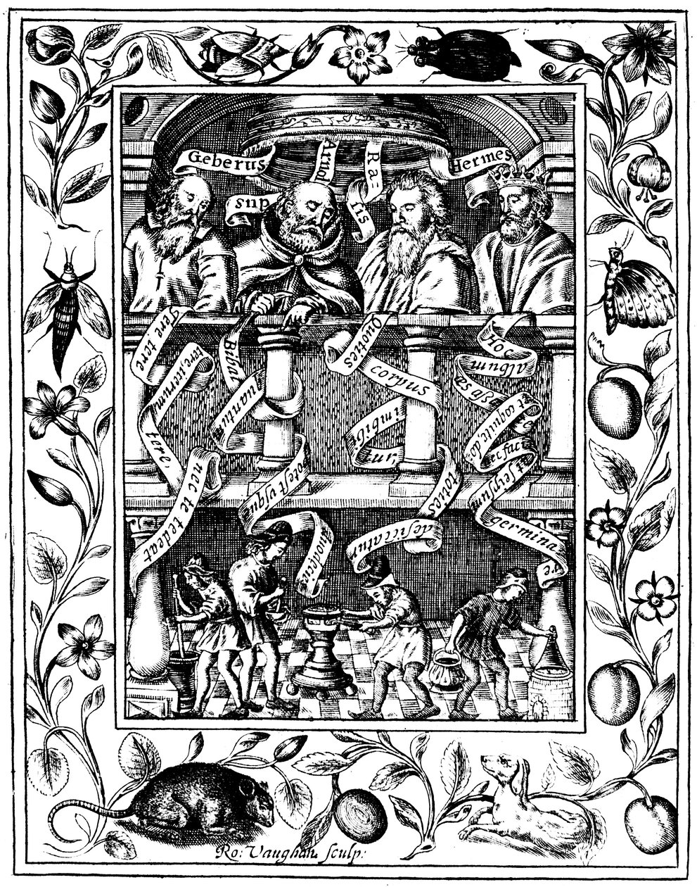 4人の偉大な錬金術師、1652年 作： ロバート・ヴォーン