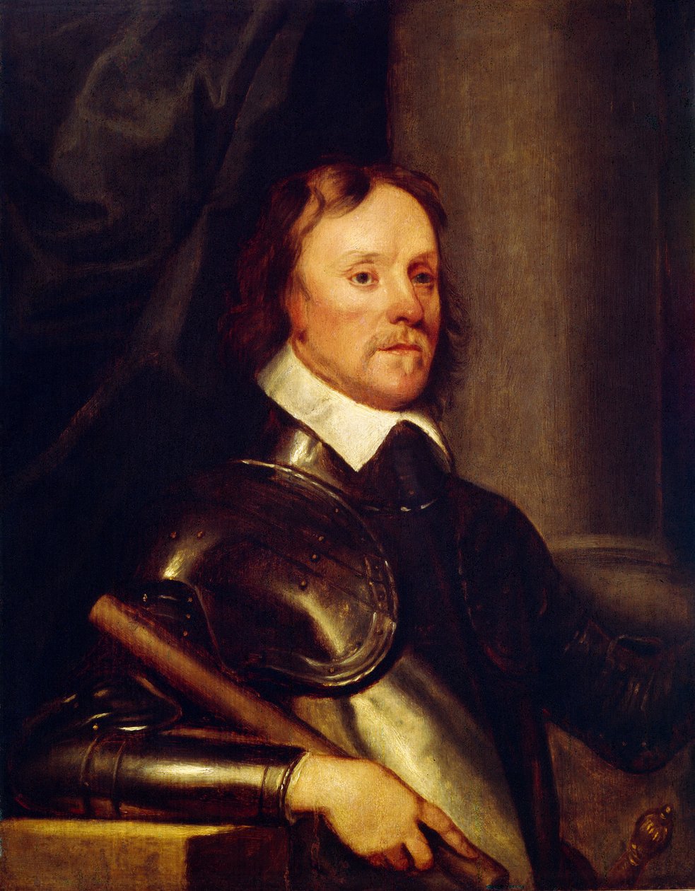 オリバー・クロムウェル (1599-1658) の肖像。 ロバート・ウォーカー（1599-1658）による絵画、木に油彩 作： ロバート・ウォーカー