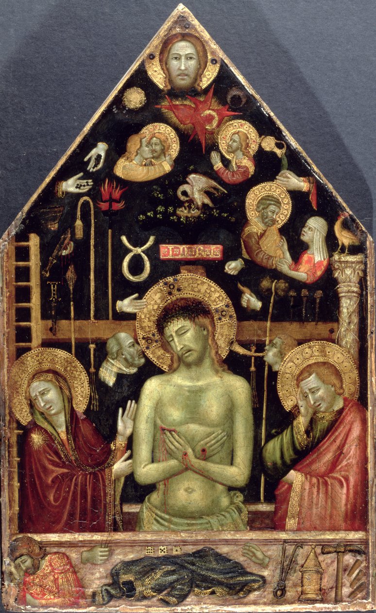 悲しみの男、1354年頃（パネル上のテンペラと金箔） 作： ロベルト・ド・オデリシ