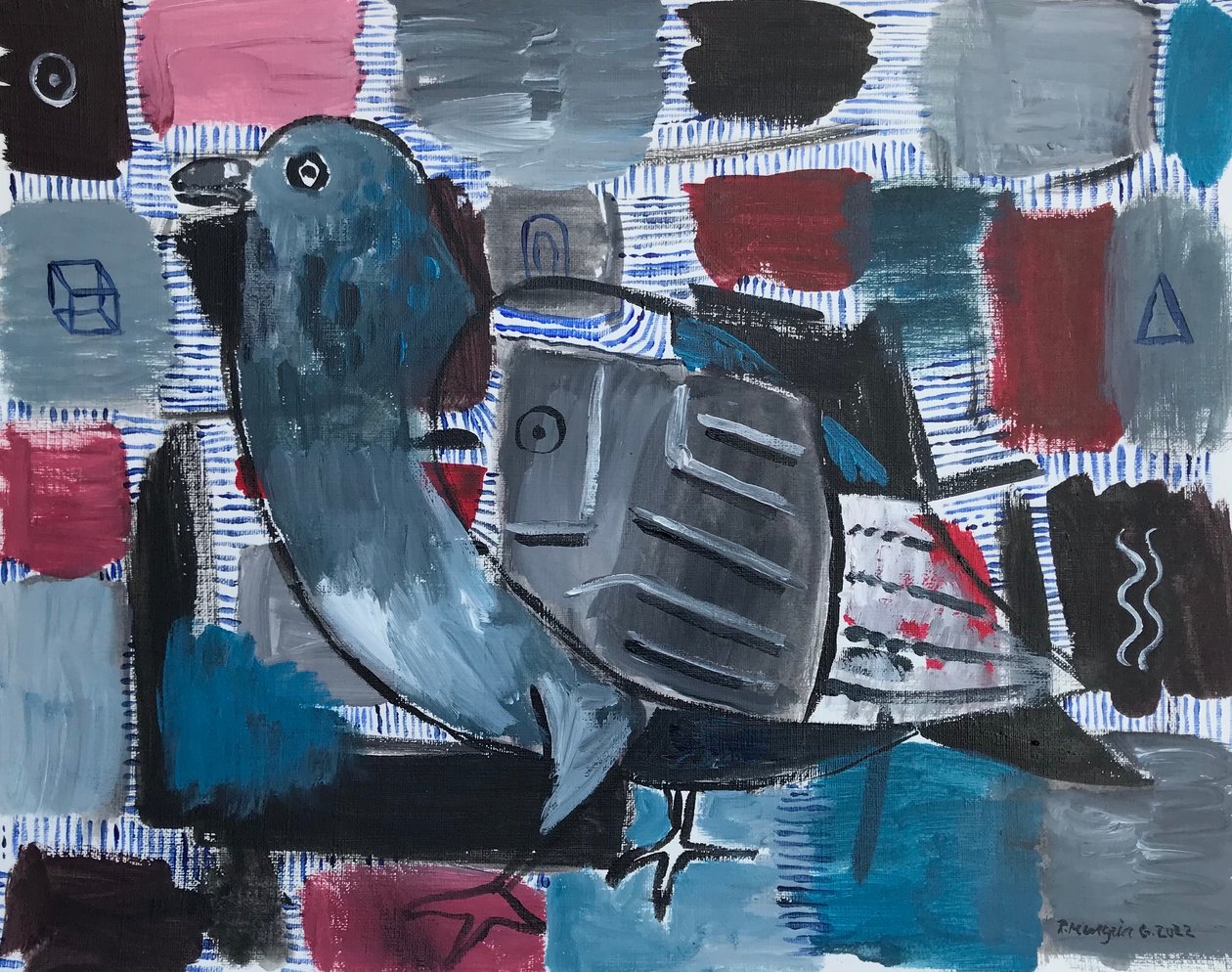Pigeon Tales, c.2022 （アクリル、紙） 作： 