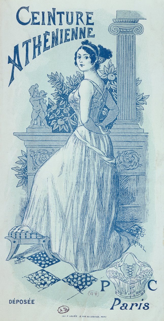 ブラの初期モデル「Ceinture Athenienne」の広告、1895年頃 作： ローデル