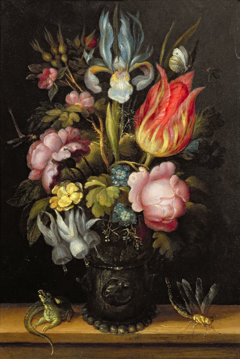 ローマのフラワーピース、c.1615（銅に油彩） 作： ローランド・ヤコブス。 Savery