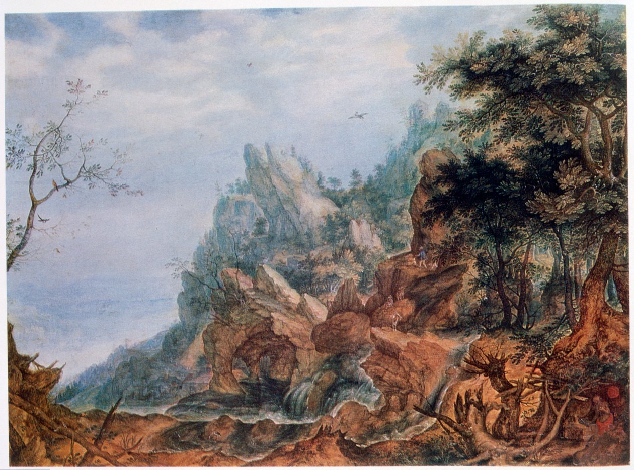 岩の多い風景の中の聖ジェローム、c1596-1639 作： ローランドサヴェリー
