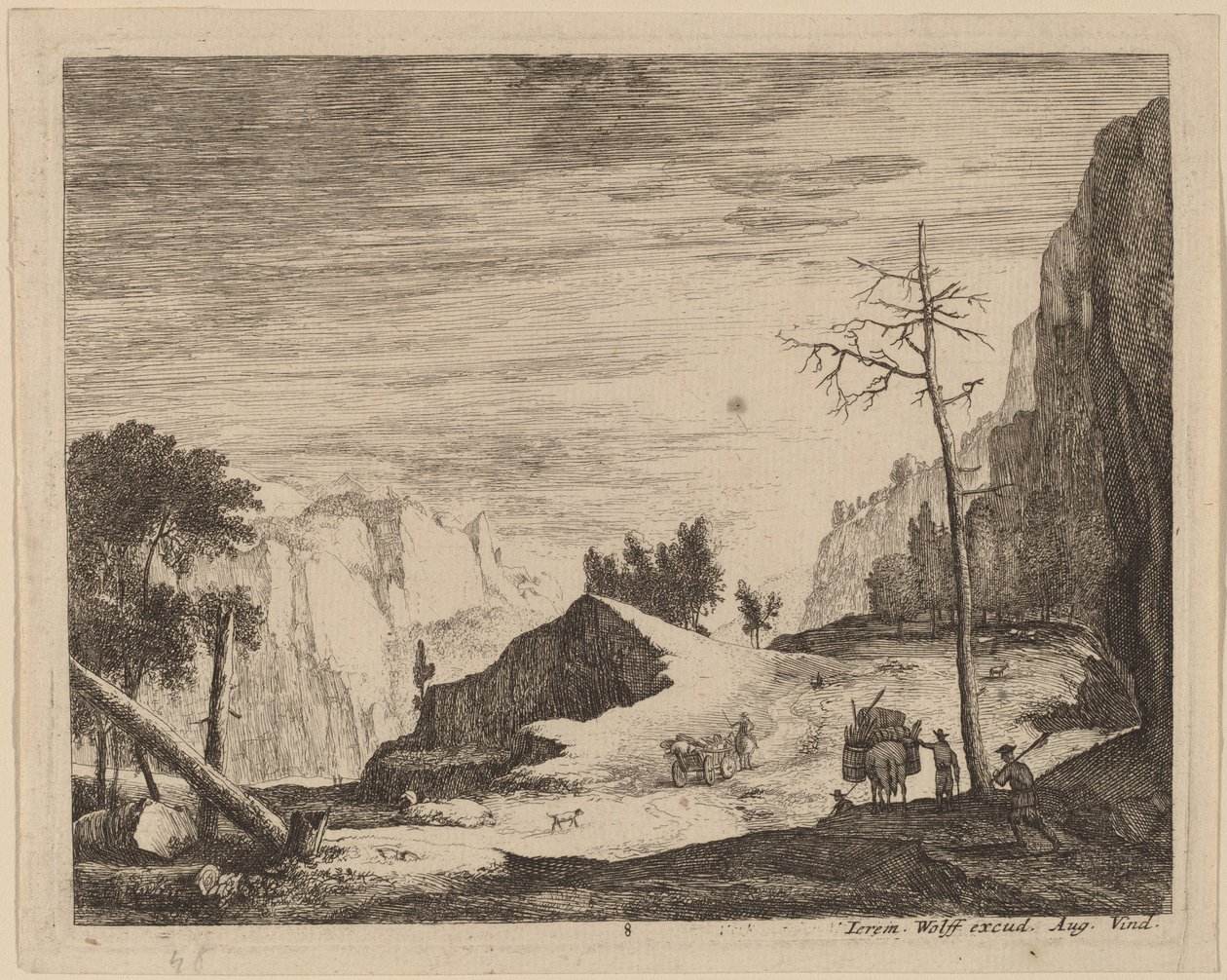荷車のある山岳風景: pl.8 作： RoelantRoghmanとMelchiorKüsel