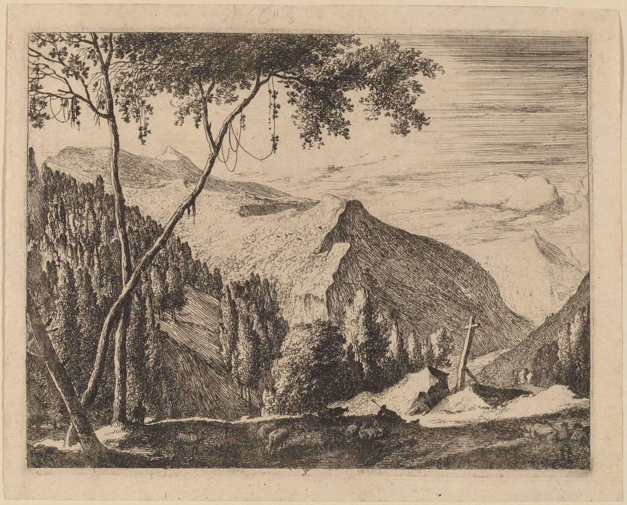 十字架のある岩の風景: pl.5 作： RoelantRoghmanとMelchiorKüsel