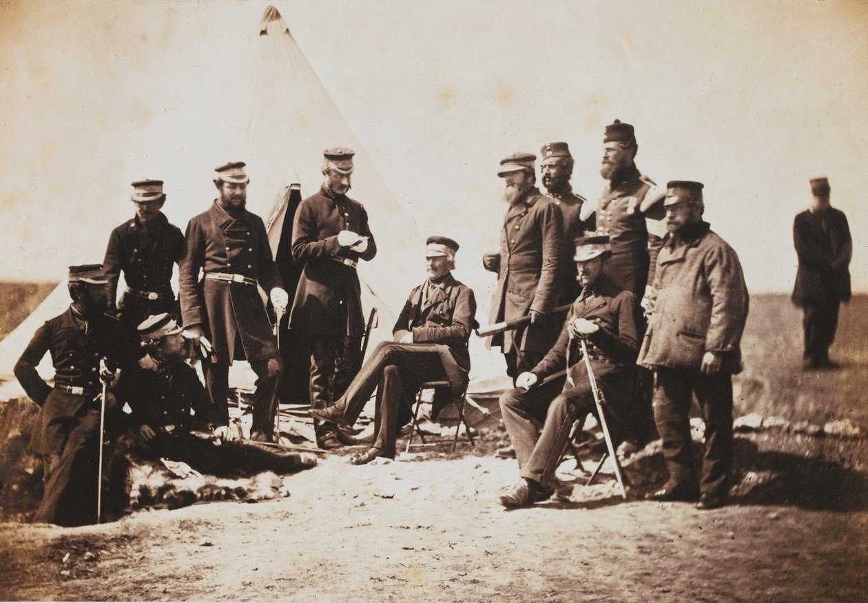 1855年のクリミア戦争に関連する52枚の写真のアルバムからのジョンライザグペネファーザー卿と参謀長 作： ロジャー・フェントン