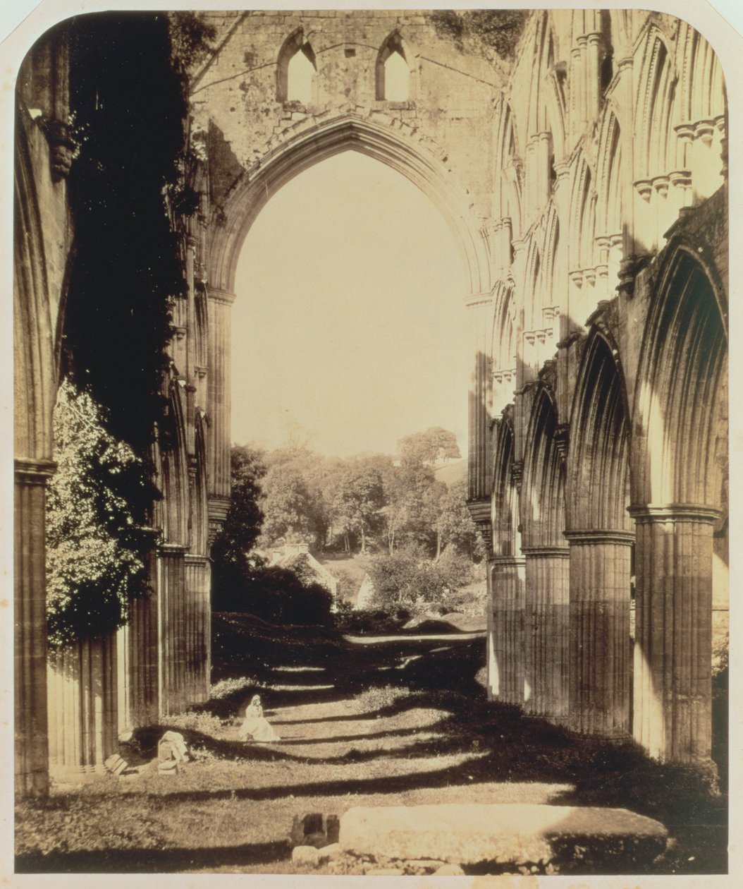 Rievaulx修道院、ノースヨークシャー州、1854年（セピア写真） 作： ロジャー・フェントン