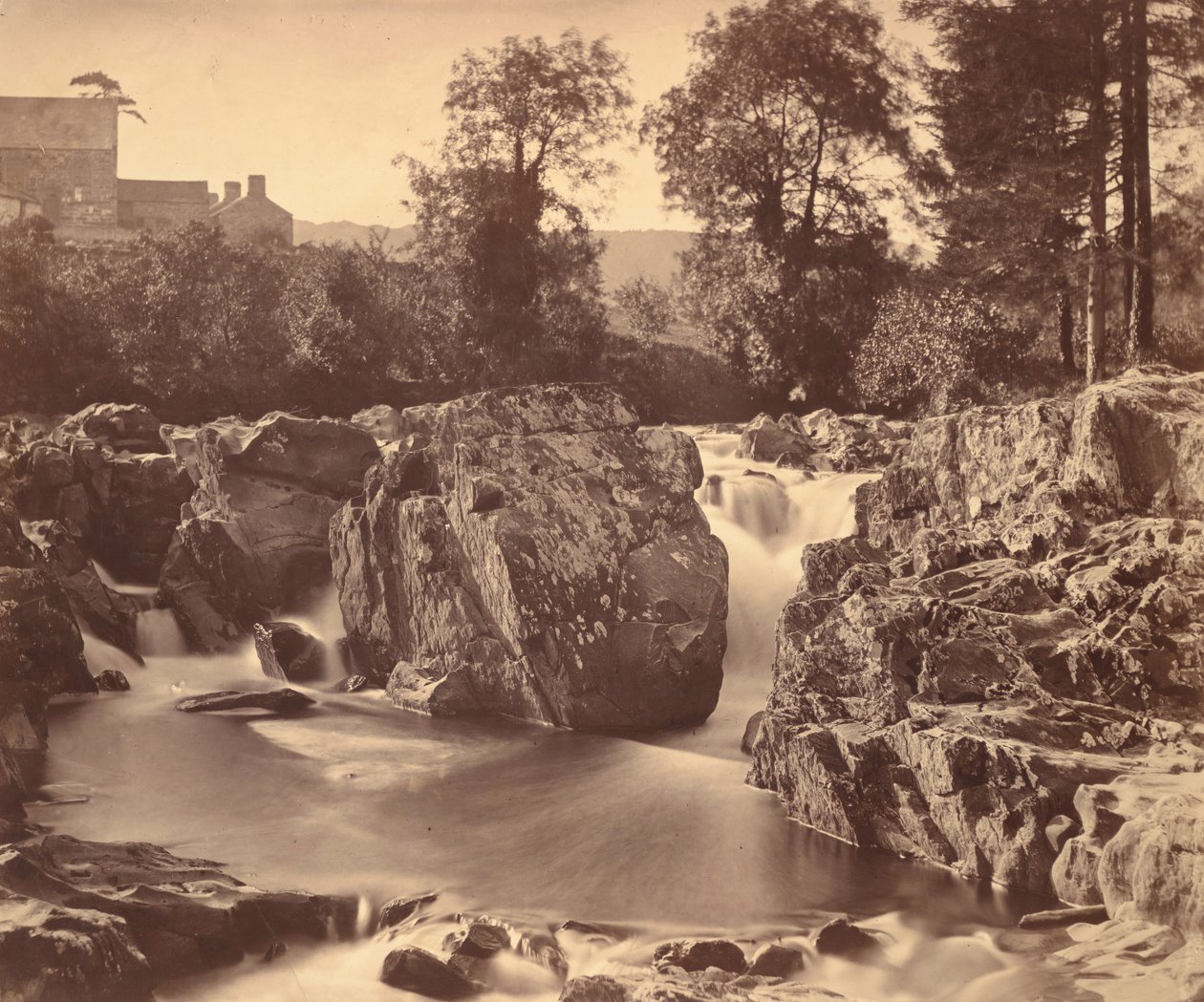 Llugwy の滝、Pont-y-Pair、1857 年。 作： ロジャー・フェントン