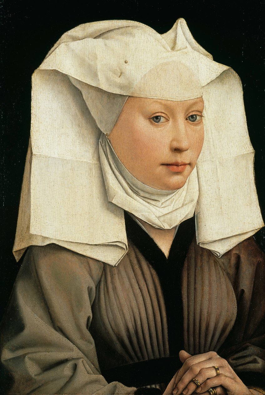 翼のあるボンネットを持つ女性の肖像画 作： ロジェ・ファン・デル・ウェイデン