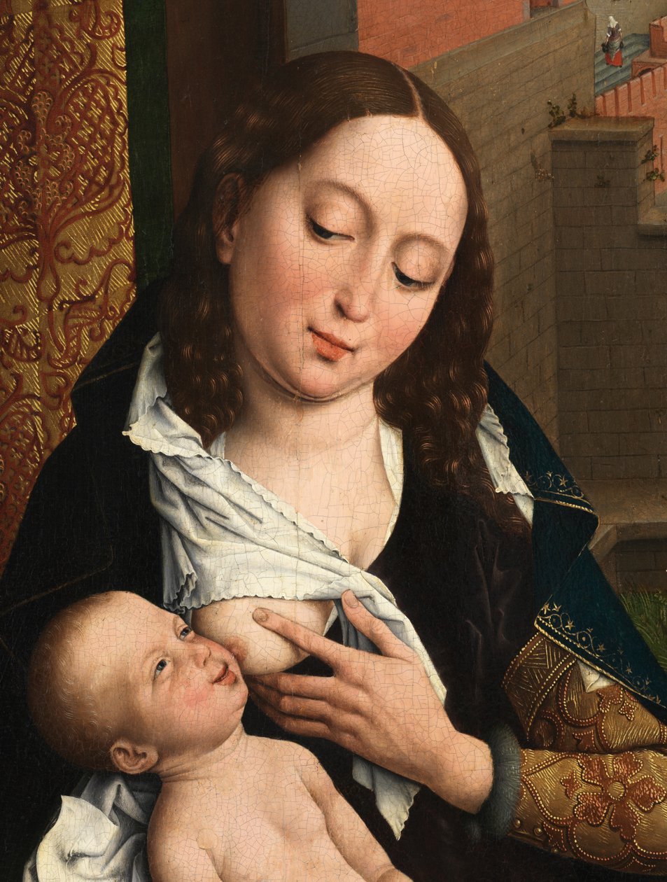 Detalhe de São Lucas Desenhando o Retrato da Virgem (óleo sobre painel) 作： ロヒール・ファン・デル（後）ウェイデン